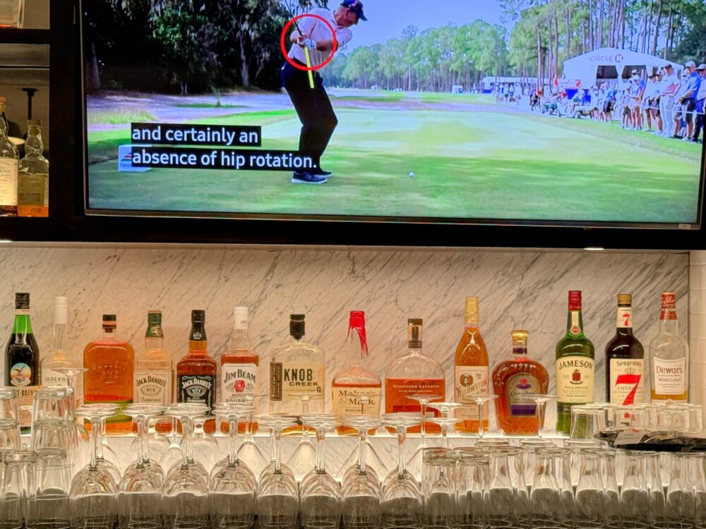 大きなテレビ画面とアルコール