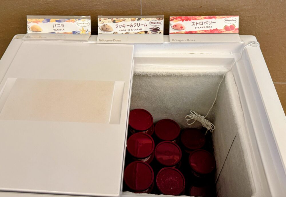 ハーゲンダッツのアイスクリーム（バニラ、クッキー&クリーム、ストロベリーの3種類）