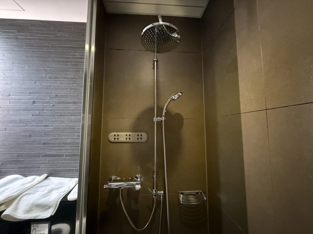 レインシャワー付きの清潔なシャワールーム