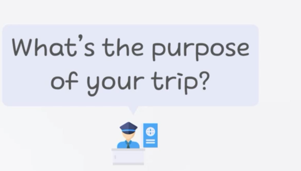 入国審査の質問「What's the purpose of your trip?」の練習画面
