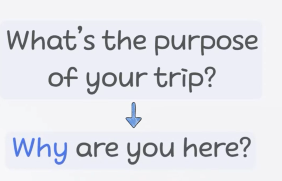 入国審査の質問「Why are you here?」の練習画面