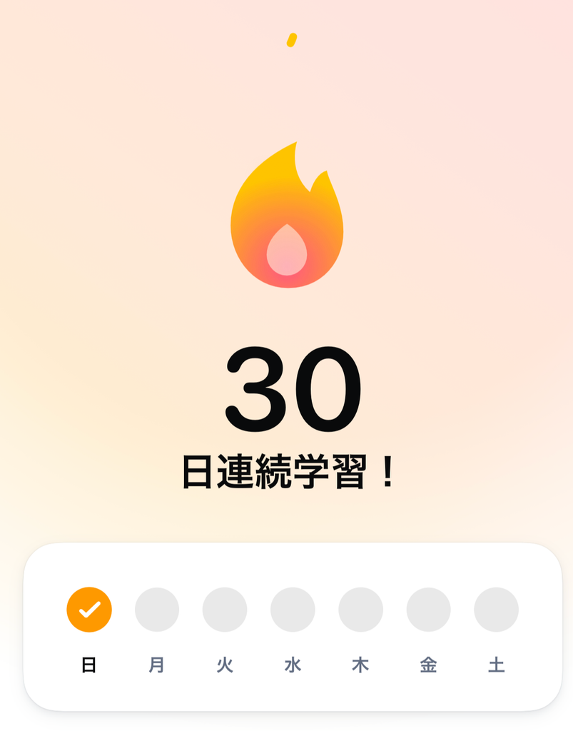 スピークの30日連続学習の画面